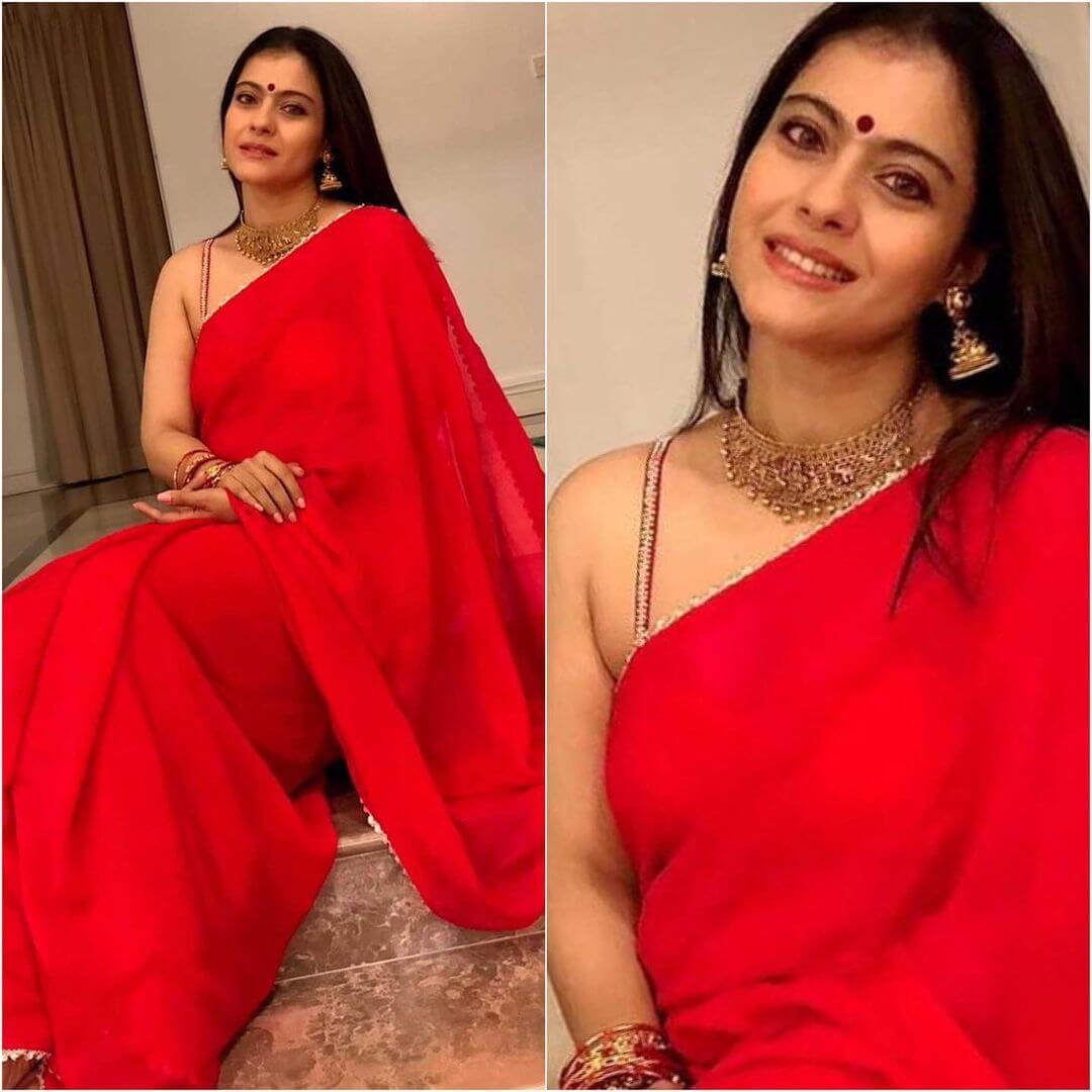 Karwa Chauth Outfits Inspired from Bollywood Celebrities Kajol's Simple And Elegant Saree Look