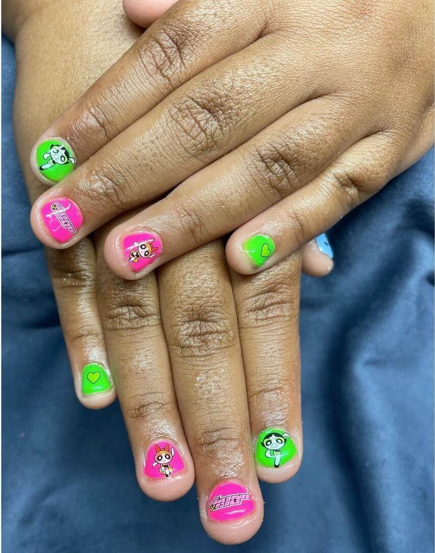 Kids Nail Art Designs Powerpuff girls are ready to fit in nail art