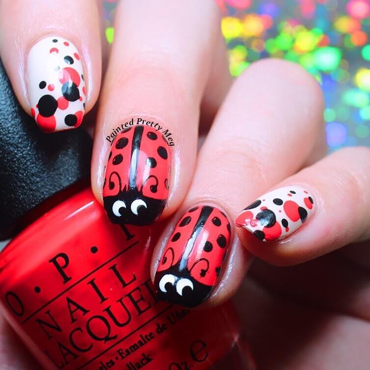 Ladybug Nail Art Designs Polka Dotted Nails