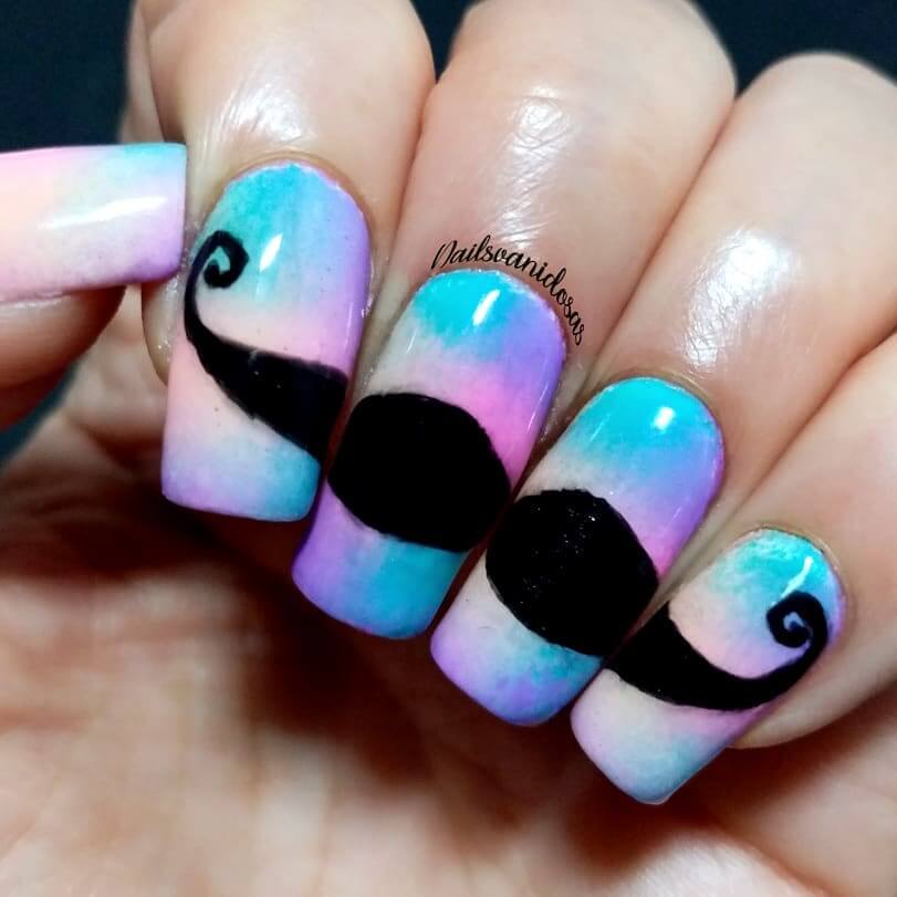 Another mustache in black nail art design