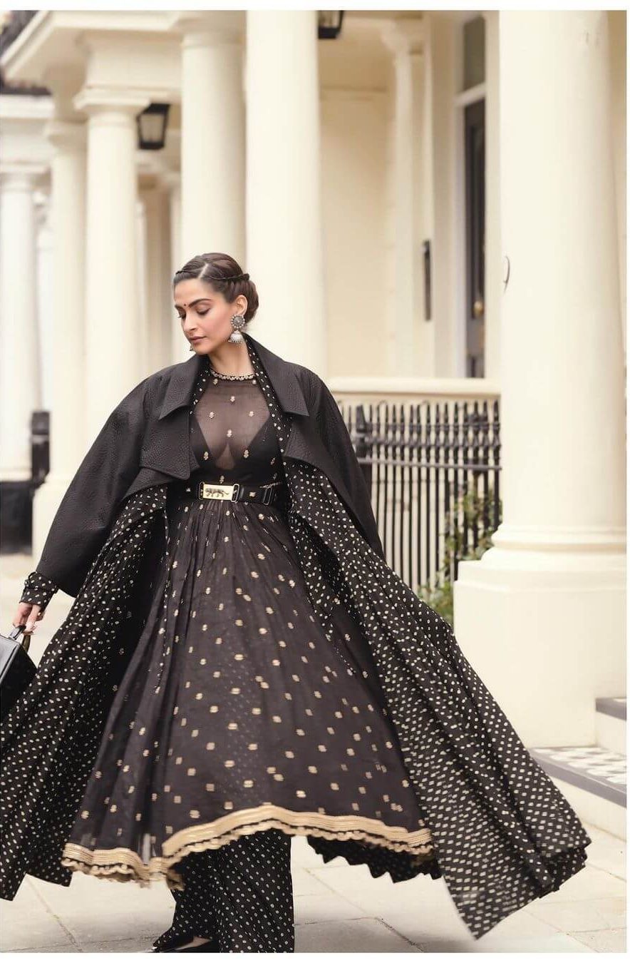 Slaying The Black And White Polka Dots In Sonam Style