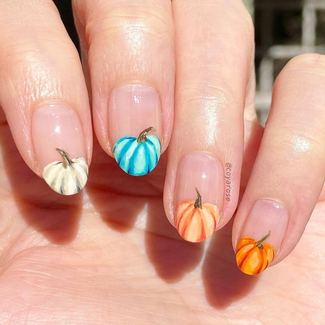 Pumpkin Nail Art Designs Colourful Pumpkin Nails - Autumn Nails