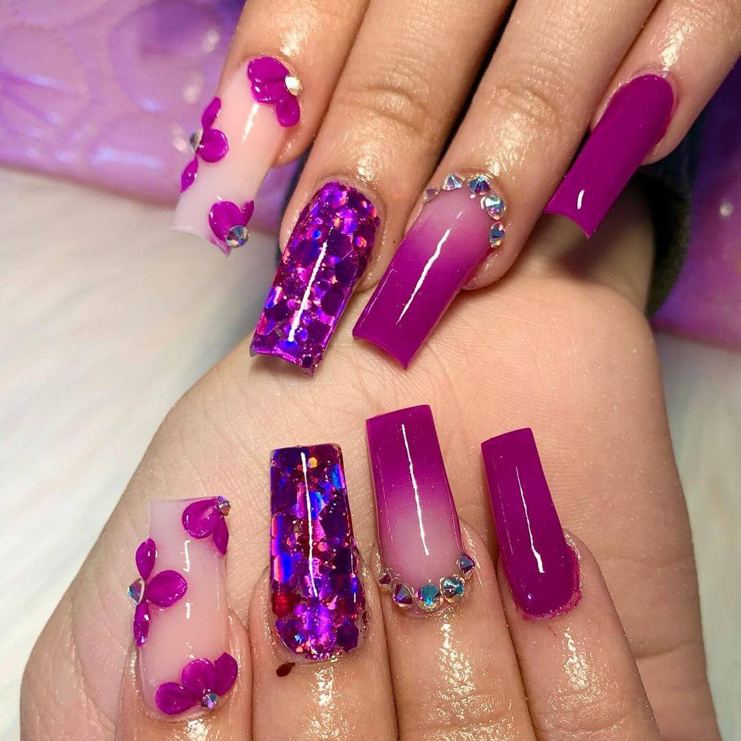 Purple Nail Art Designs Another floral purple nail art design