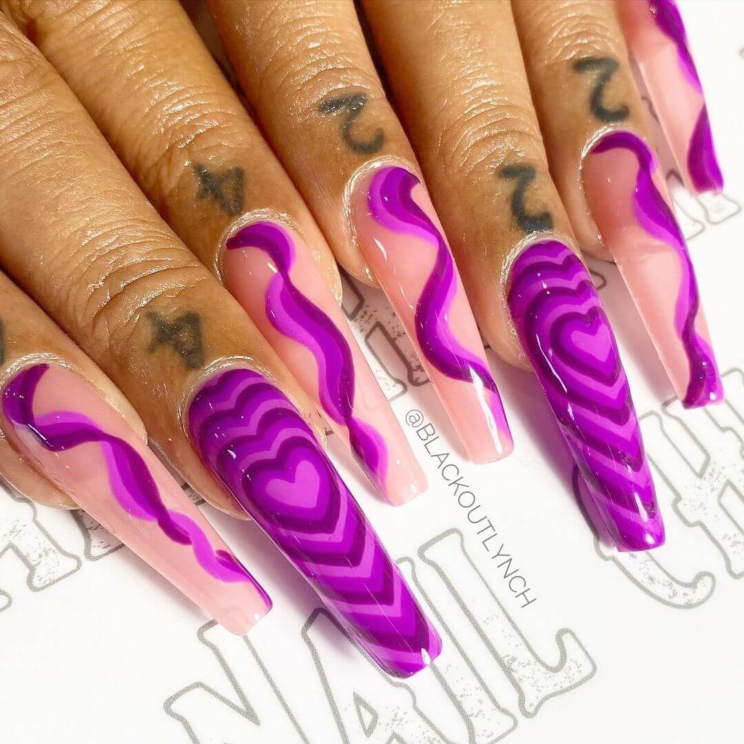 Another love theme purple nail art design