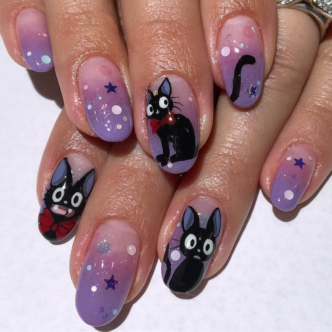 Cat theme nail art design