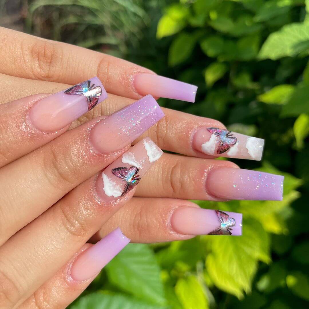 Wavy-purple nail art design