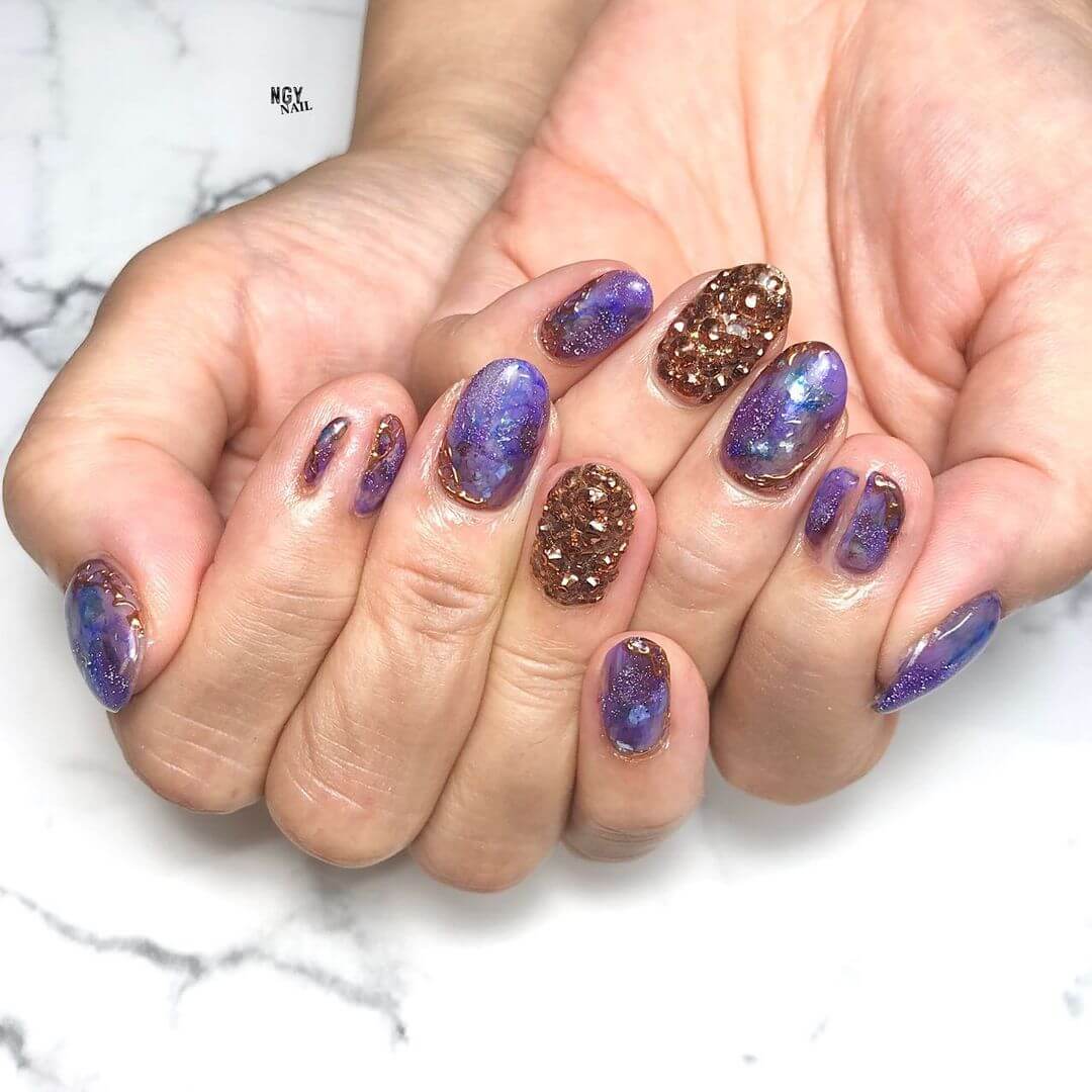 Purple Nail Art Designs Brown and purple nail art design