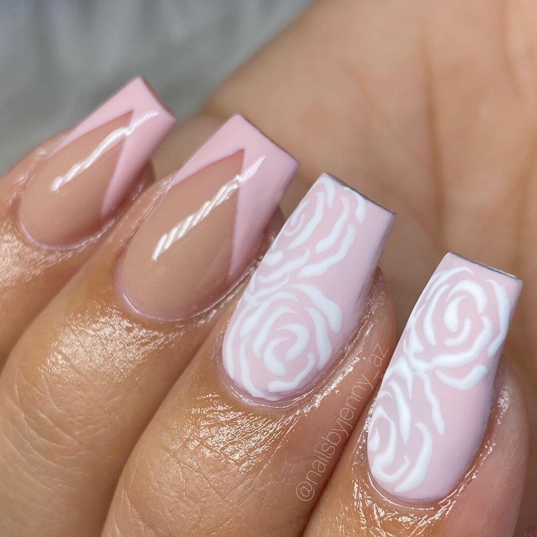 Another rose in pink nail art design