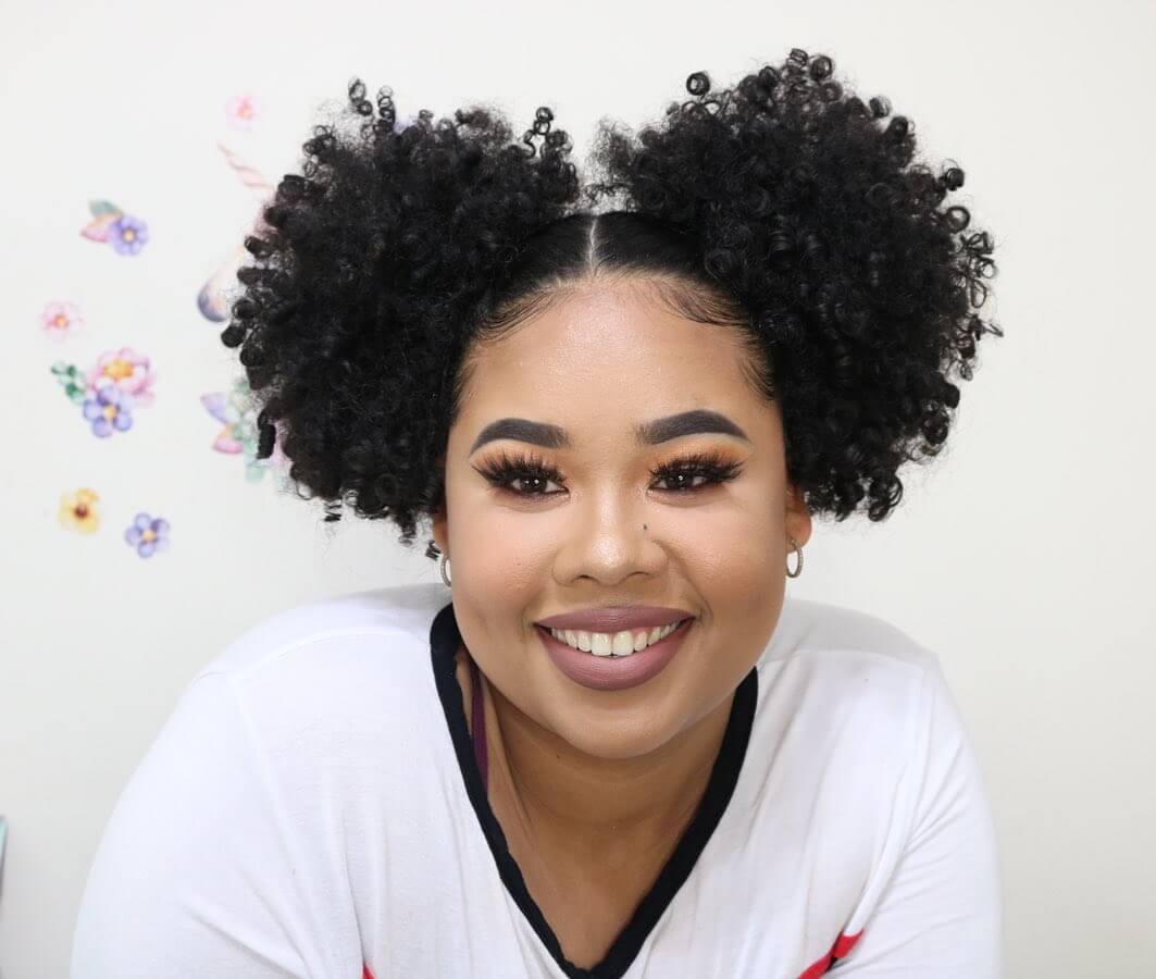Short Curly Hairstyle for Women Mickey Mouse Bun For Afro Curls