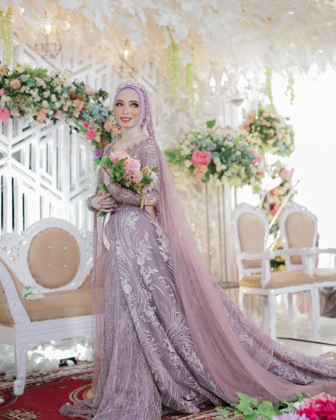 Stunning Mauve Hijab Wedding Outfit