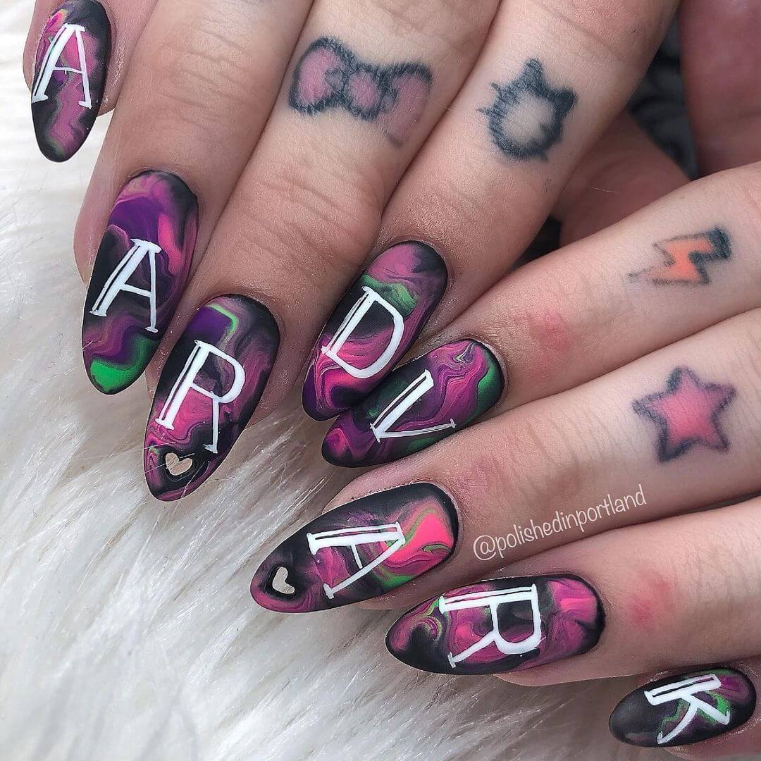 Tattoo Designs Nail Art Letters and numbers theme tattoo nail art design