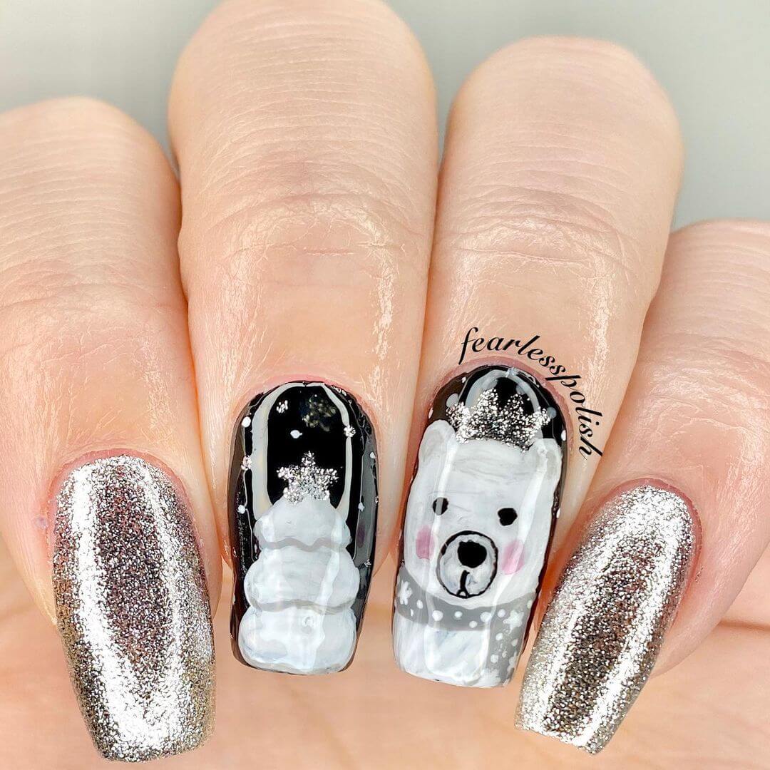 Winter Nail Art Designs Adorbale polar bear nailart.