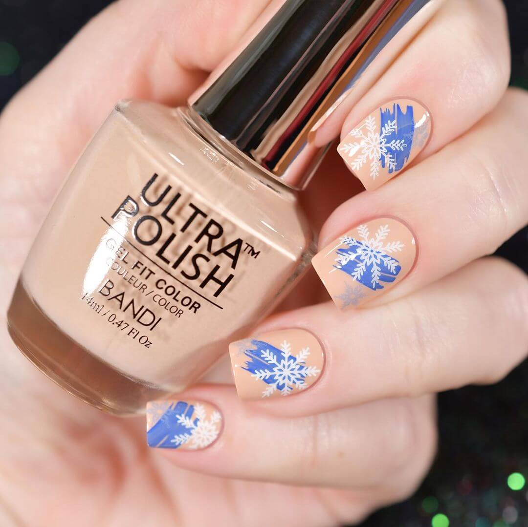 Winter Nail Art Designs Flakes with blues