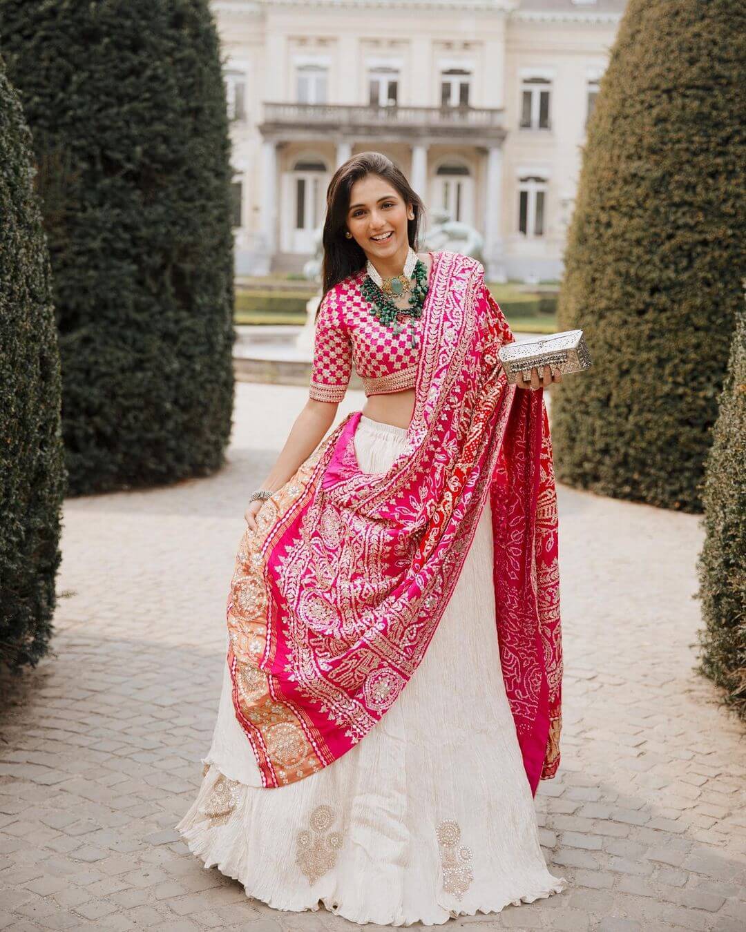 Peppy Pink and White Lehenga for a unique look