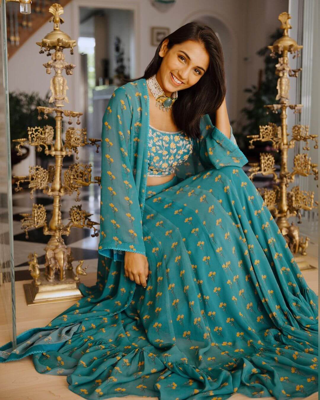 20+ Trending Diwali Outfit Ideas for you to choose from Subtle Indigo Lehenga for an Elegant touch