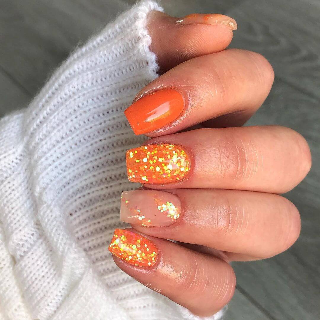 Bright Orange Nail Art Design