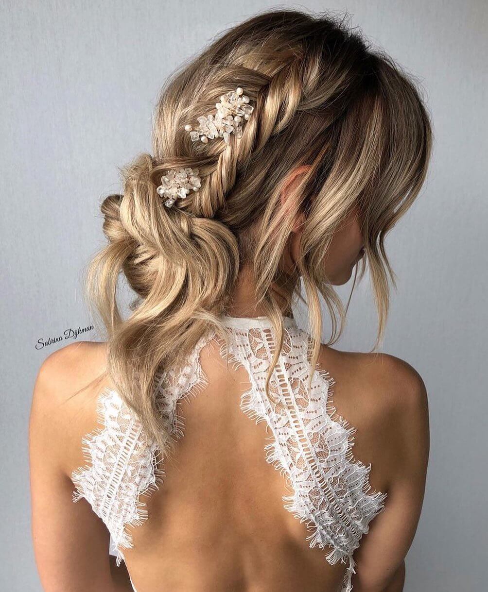 Western wedding bridal hairstyles Messy Low Bun For Brides