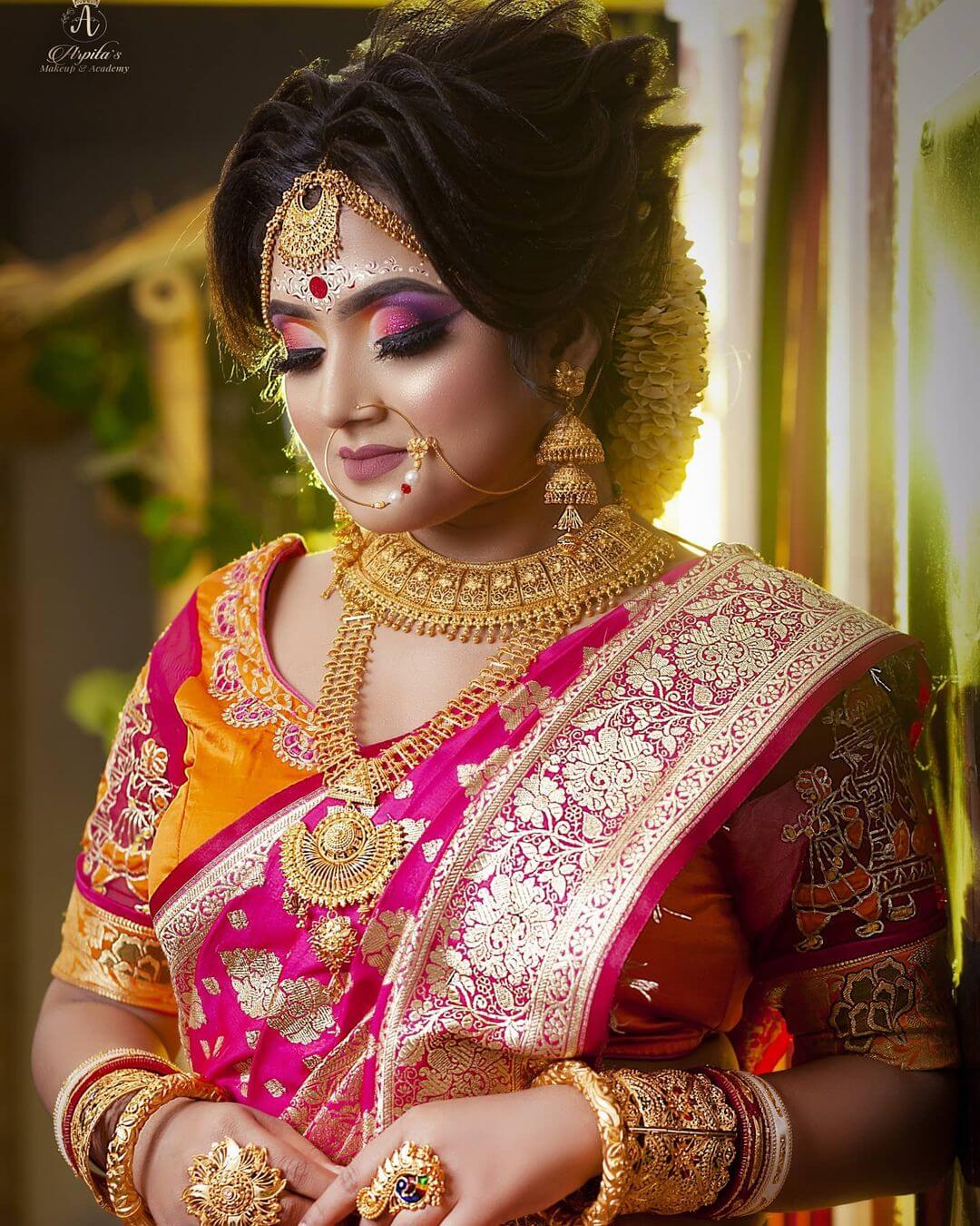 Bengali Bridal eye Makeup Smokey violet bridal eye makeup