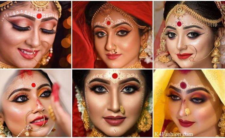 Bengali Bridal Eye Makeup Look in Saree - K4 Fashion