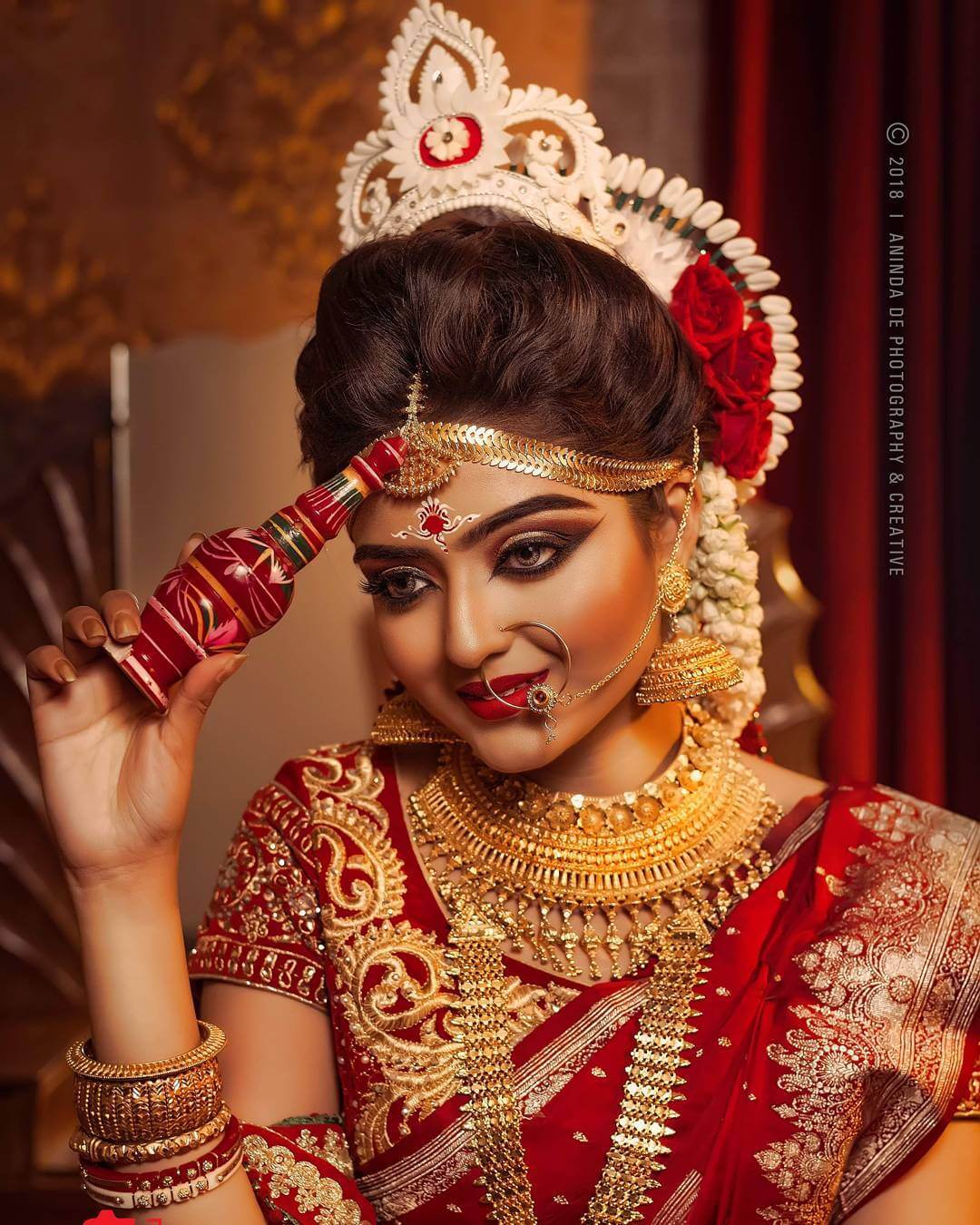 Bengali Bridal Gach Kouto Design Silver and Gold Gach Kouto Design