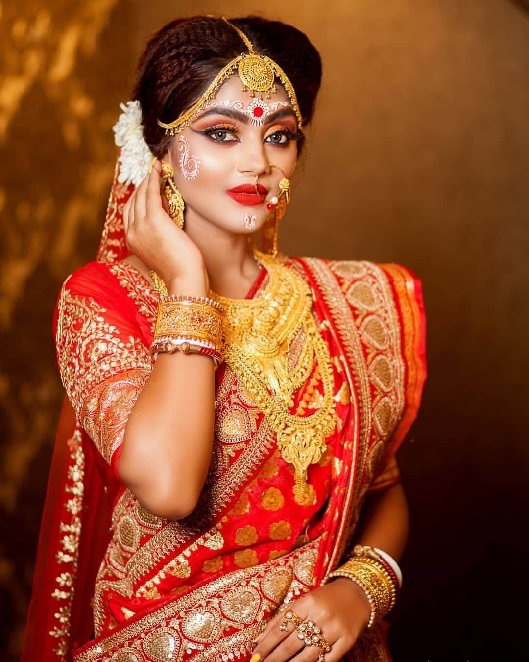 Bengali Bridal Makeup Red Glow