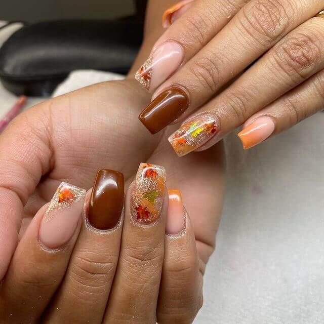 Glitter Fall Nails - Maple Resin Nails