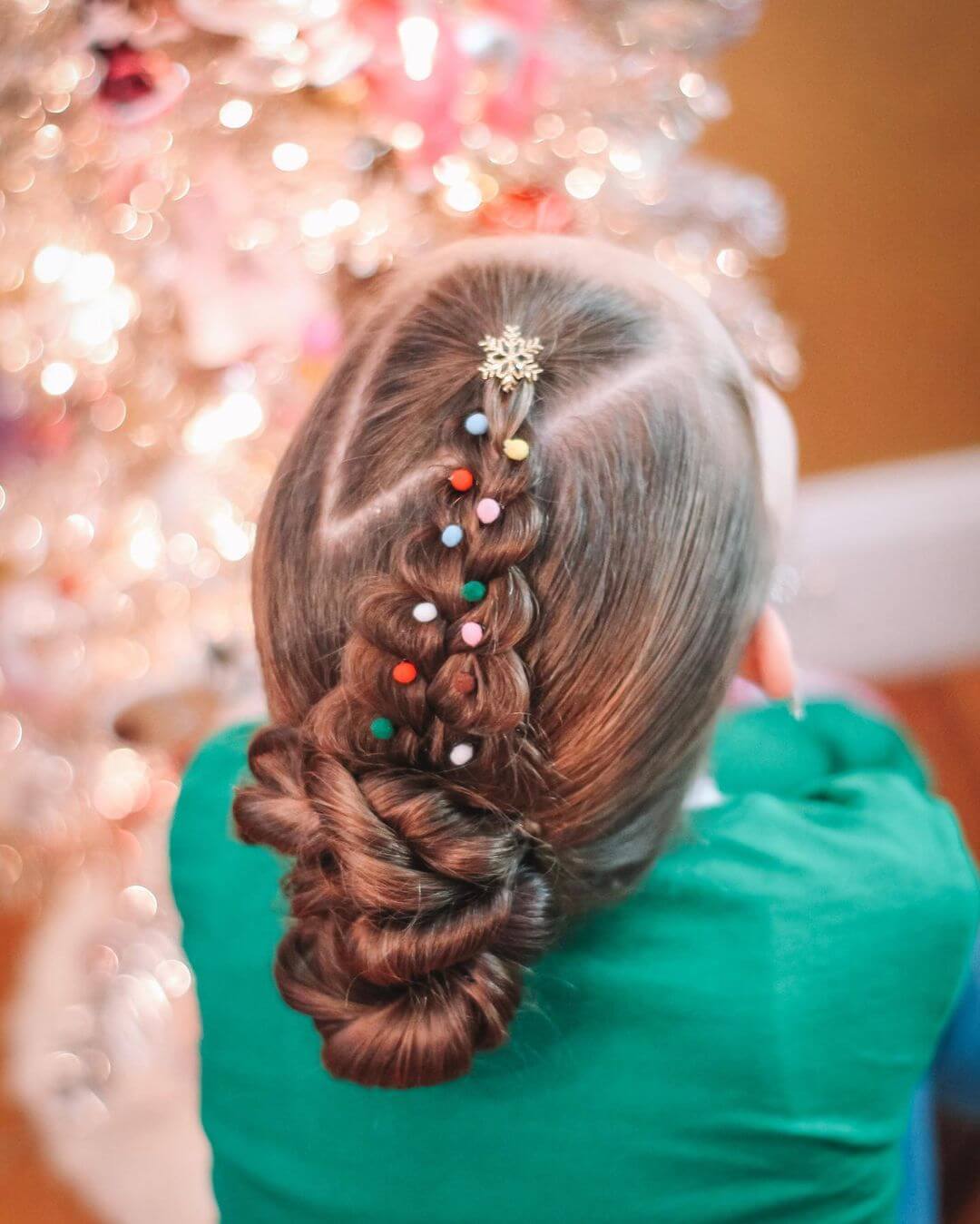Antique Christmas Bun For Kids With Snowflake Clip