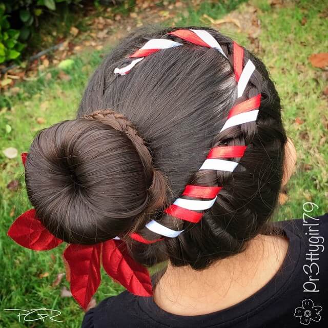 Christmas Hairstyles For Children Christmas Candy Hairstyle With Side Bun