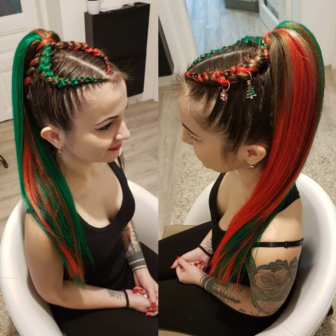 Christmas Hairstyles For Girls Red And Green Dutch Cornrow Braids