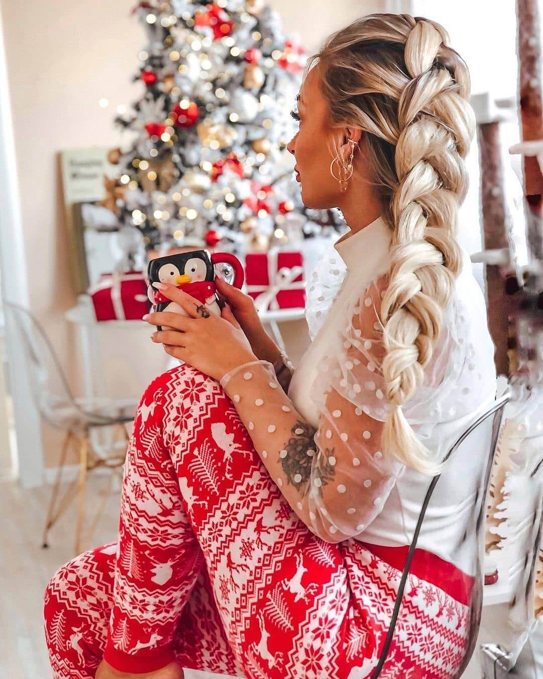 Christmas Hairstyles For Girls Thick Dutch braid for Christmas