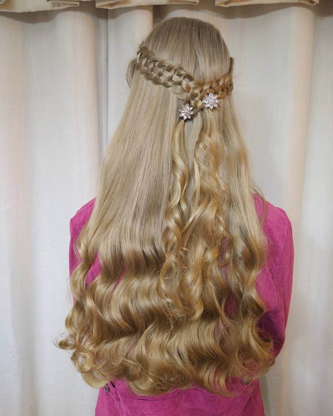 Christmas Hairstyles For Girls Four strand half-up braids