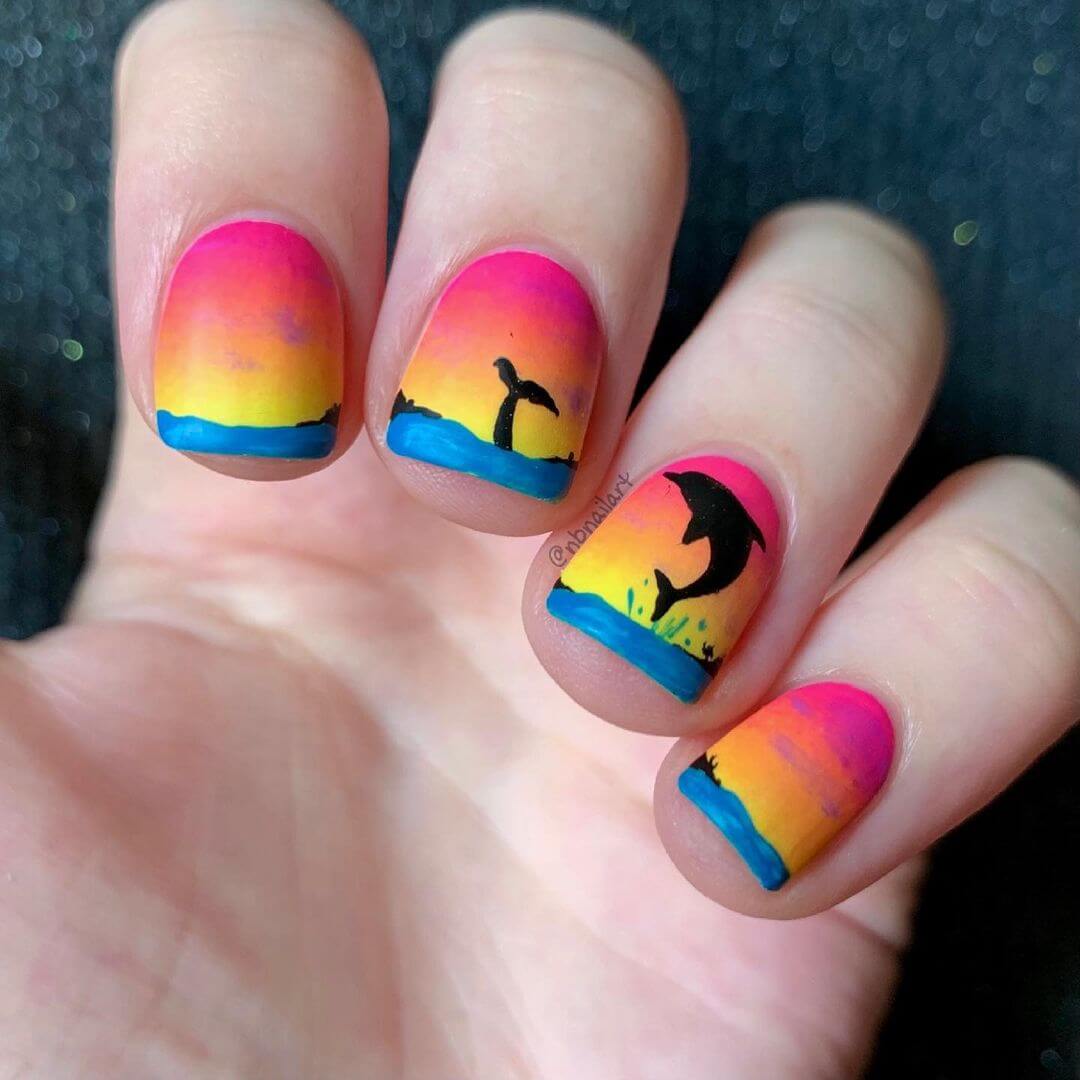 Dolphin Nail Art Designs Dolphins In The Sunset Nail Art