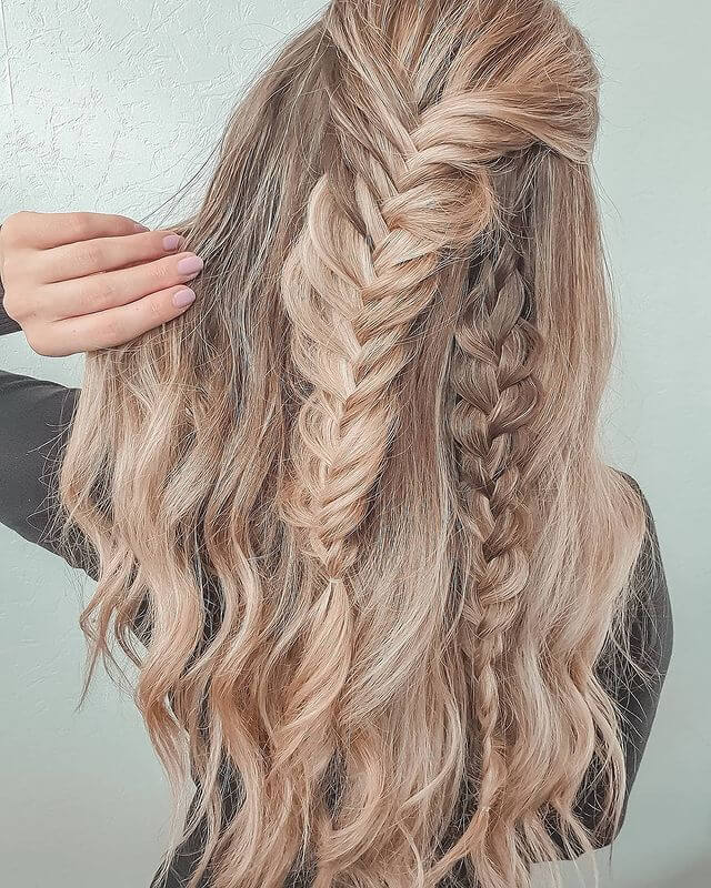 Half-fishtail braided hairstyle