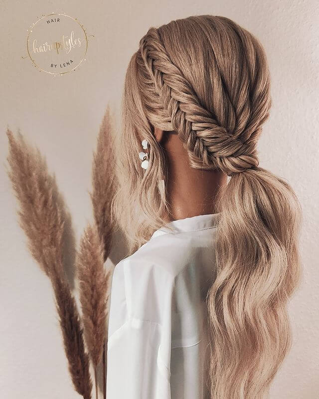 Fishtail Hairstyle Ideas Side fishtail braided ponytail hairstyle