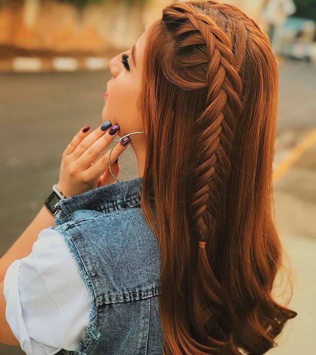 Fishtail Hairstyle Ideas Side fishtail braids in open hair