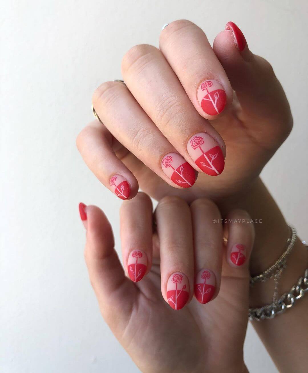 Red Rose Unique Nail Art Style
