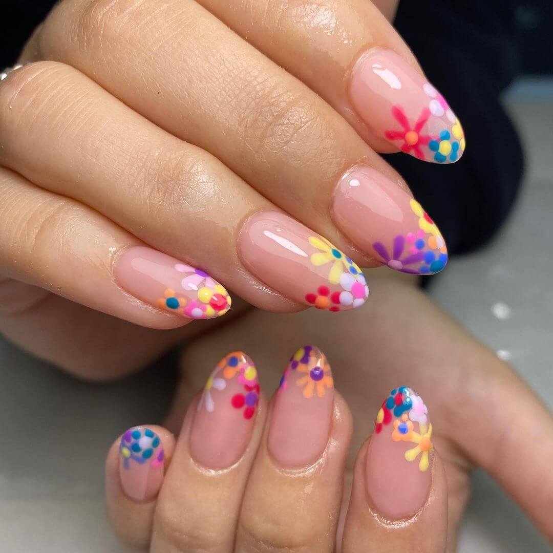 Colorful Flower Bomb Nail Art Style