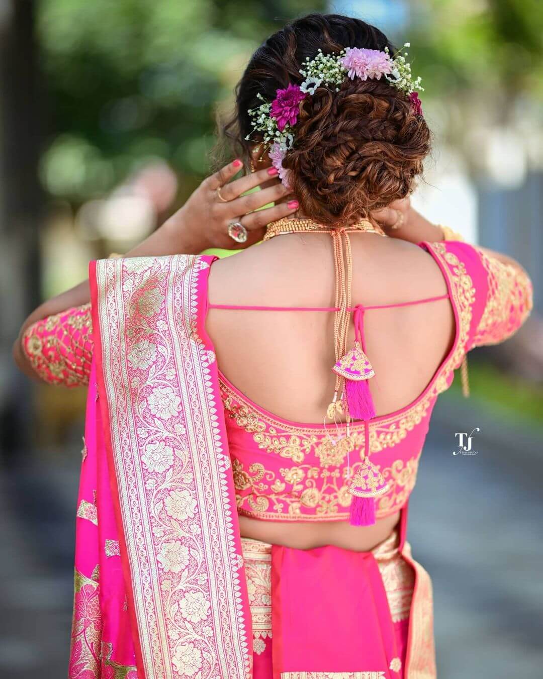 Marathi Bridal Hairstyle Curly braided bun bridal hairstyle