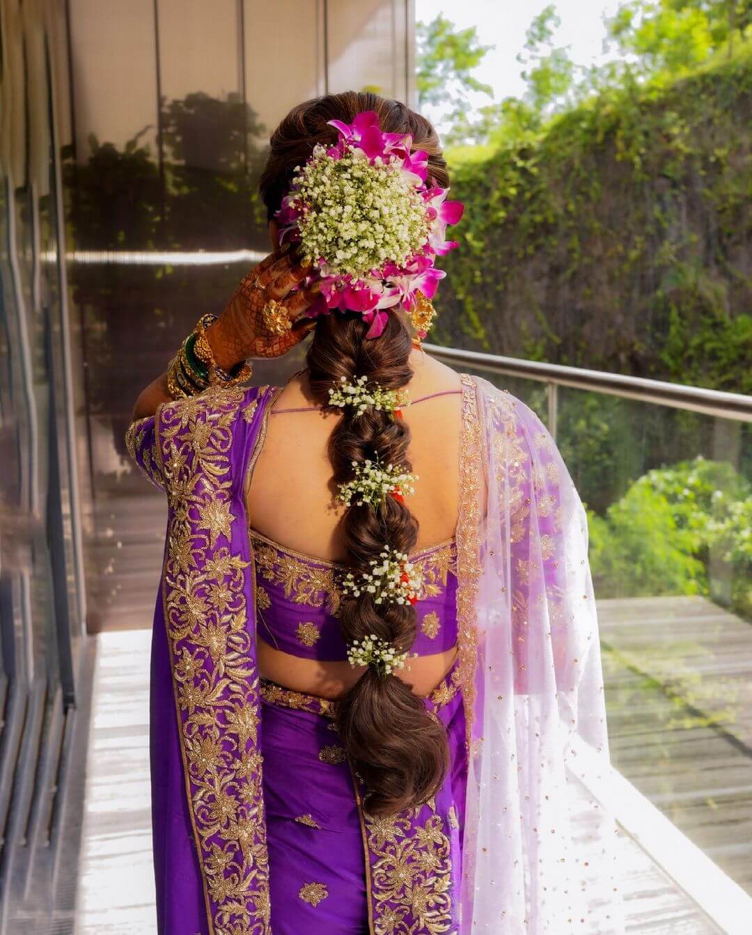 Marathi Bridal Hairstyle Gajra braided bun bridal hairstyle