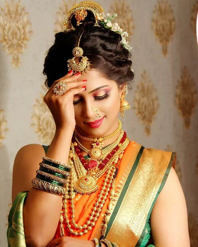 Marathi Bridal Jewellery Designs Multiple Layers Of Gold For Marathi Bride