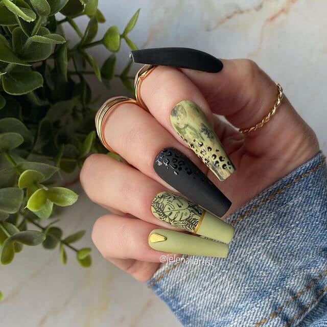 Forest Themed Nail Art Design
