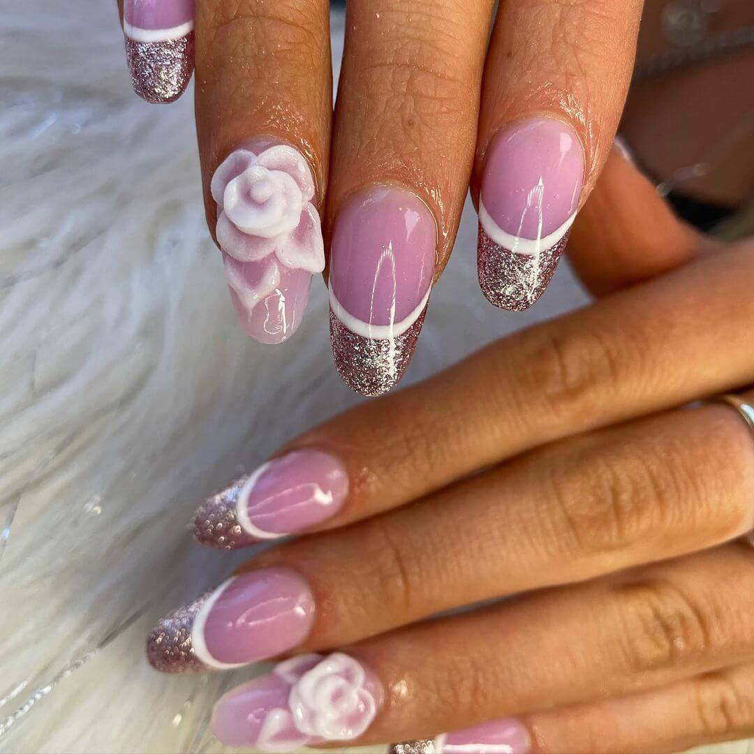 Rose Nail Art Designs White And Lavender Nails
