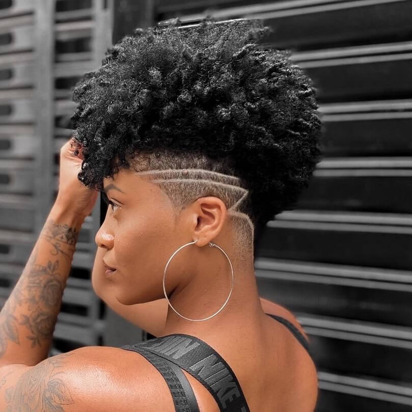 Tapered Black Hair With Bushy Center