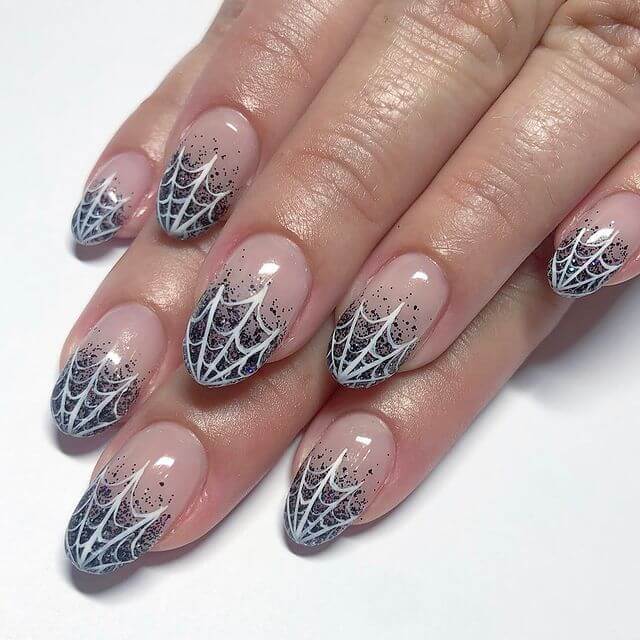 Sparkly Spider Web Nail Art Design