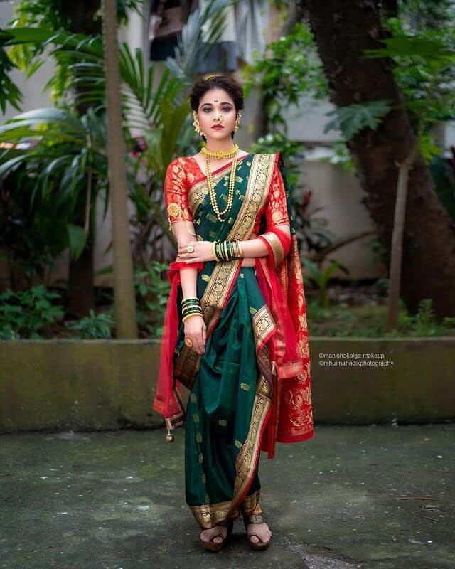 The Best of Marathi Bridal Nauvari Sarees Vibrant Green Bridal Nauvari Saree