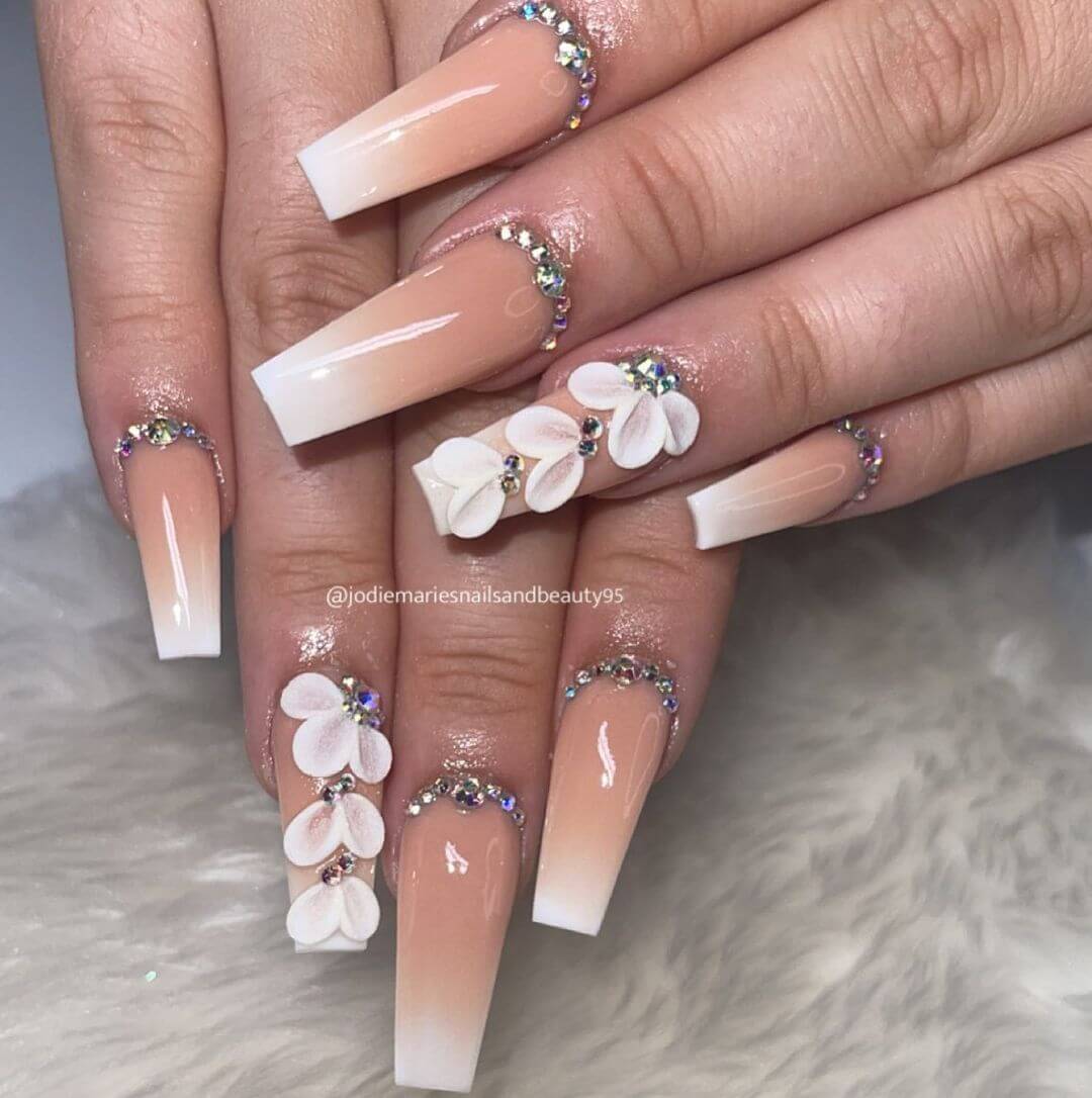 Nude Colored 3D Nail Art Design
