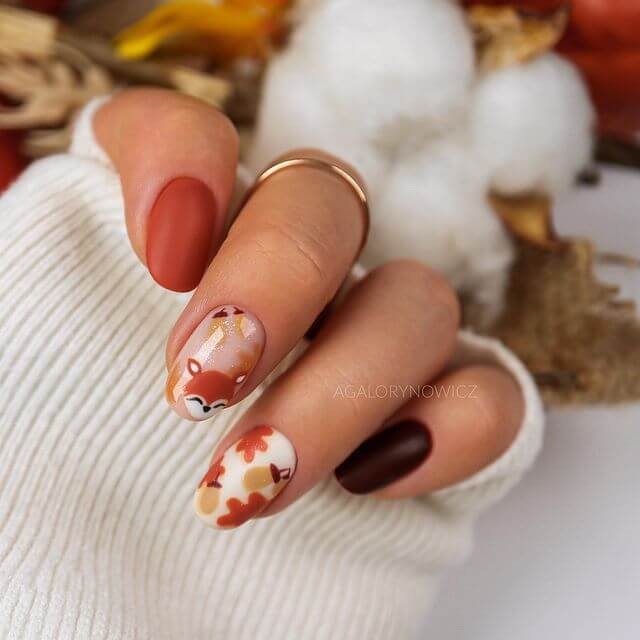 Shades Of Brown Autumn Nail Art Designs