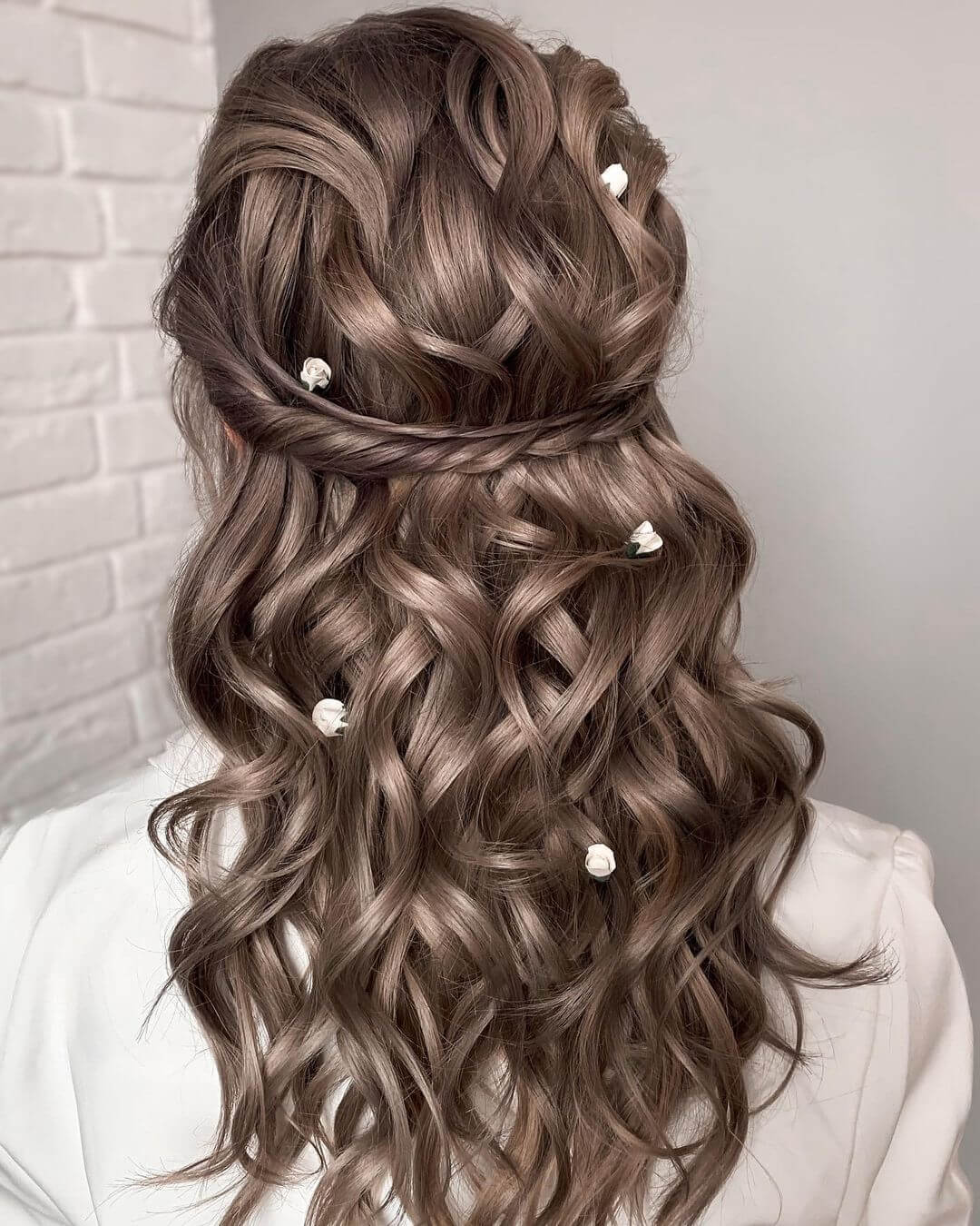 Beautiful Open Hair with Flower Decorations