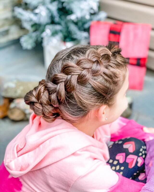 Bun Hairstyle with Big and Wide French Braids