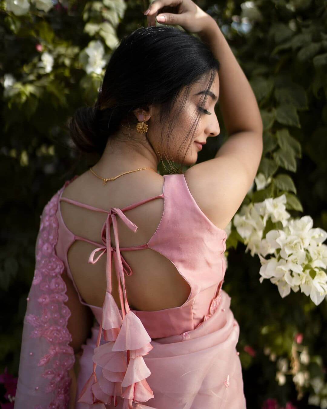 Pretty Pink Tie Back Blouse Back Design Latest Saree Blouse Back Designs